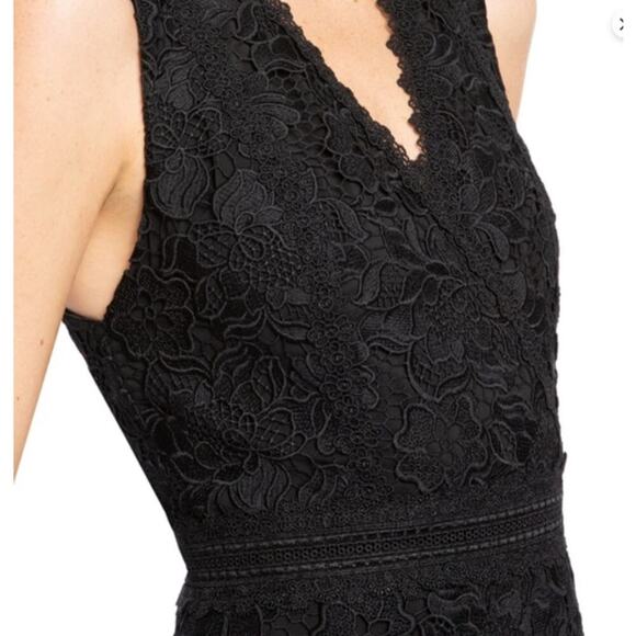 Alice + Olivia NWT Lennon Black Lace V-Neck Sheath Mini Cocktail Dress- Size 2 - Picture 5 of 11